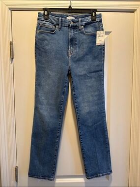 Good American Classic Straight-Leg Blue Jeans